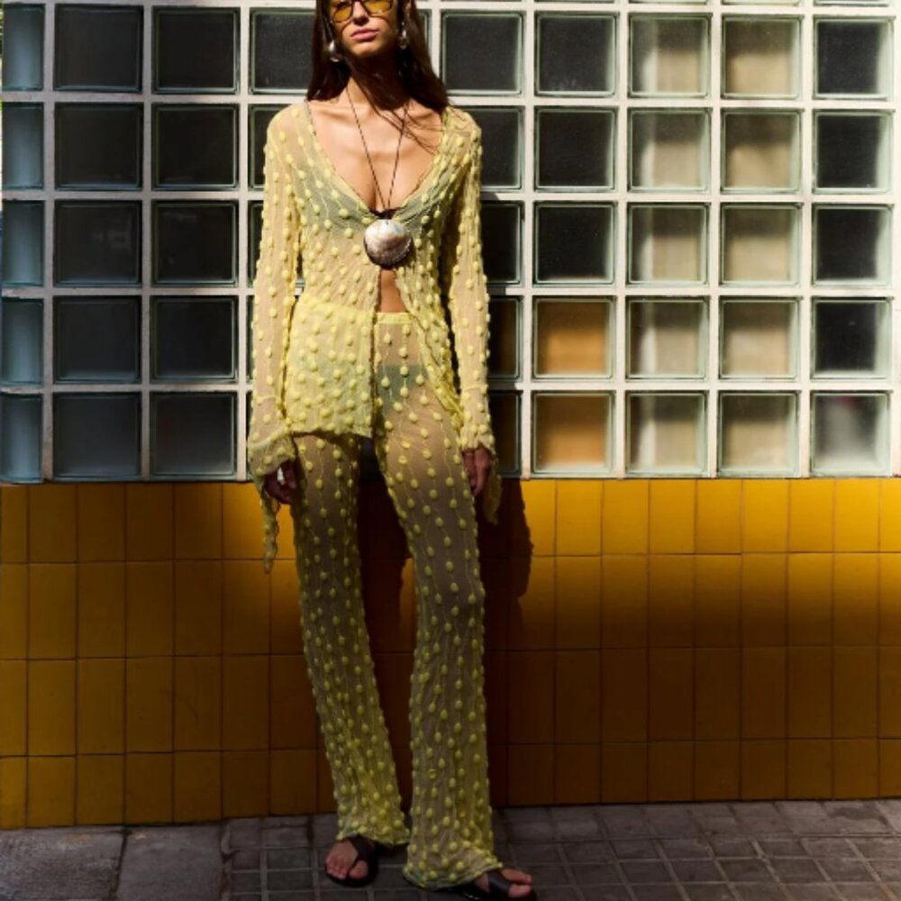 Marfa Yellow Debbie Lace Top + Pants